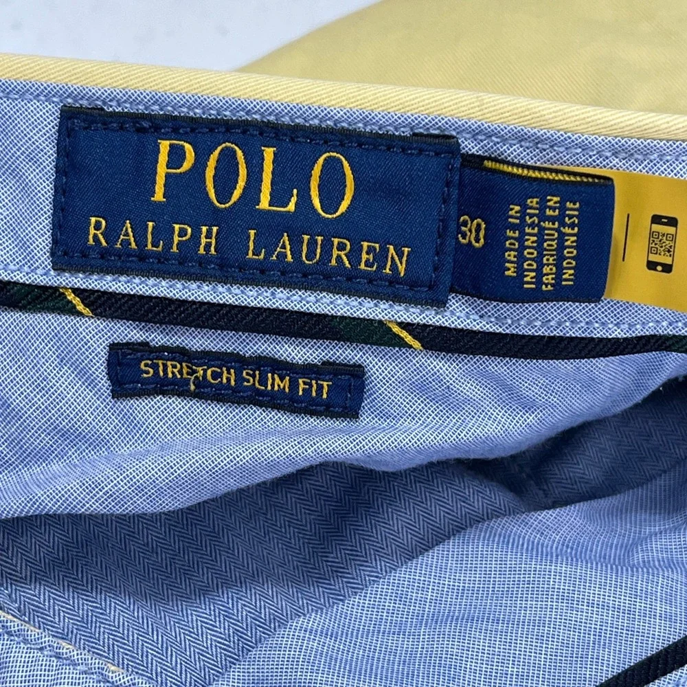 Polo Ralph Lauren Chino Shorts Mens Yellow 30 Flat Front Casual Summer Preppy 9
